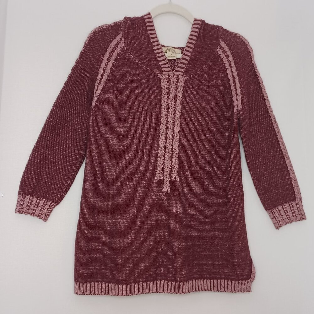 Women's Natural Reflections Wine Color Wool Blend Pull Over Hoodie‎ Size Small